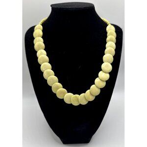Vintage Mod Cream Bone Overlapping Disc Bead Necklace 15 1/4"